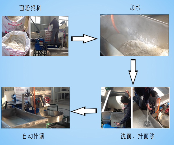 雙螺旋洗面筋機(jī)工作流程